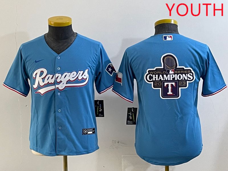Youth Texas Rangers Blank Light Blue Game 2025 Nike MLB Jersey style 7